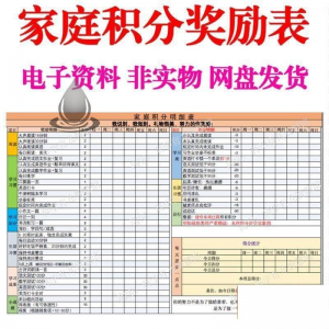 家庭积分奖励儿童惩罚积分表 小学生儿童自律表可打印电子模板-闲鱼虚拟仓