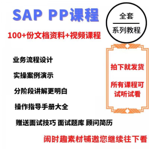 SAP教程 视频教程 PP生产计划模块视频教程-闲鱼虚拟仓