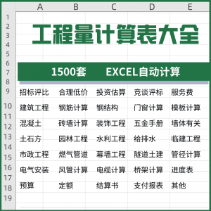 工程量计算表格 钢结构土建安装 路桥市政装修 建筑预算造价-闲鱼虚拟仓