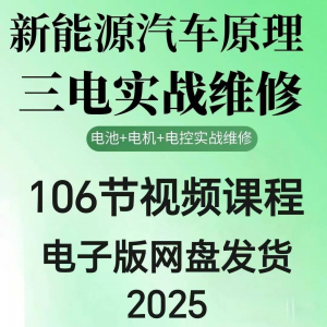 新能源汽车三电实战维修汽修课程 106节网盘素材-闲鱼虚拟仓