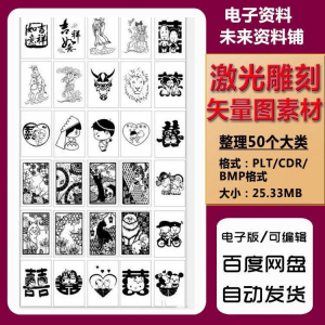 激光雕刻打刻机素材 刻字图案模板 plt格式 CDR矢量设计文件-闲鱼虚拟仓