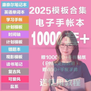 2025年电子手帐模板 素材贴纸字体电子版手账学习笔记计划考研模板-闲鱼虚拟仓