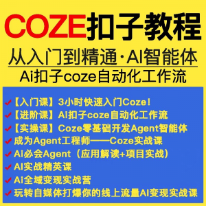 扣子coze教程 ai智能体 工作流 从入门到精通智能体开发搭建应用实战教学课程-闲鱼虚拟仓