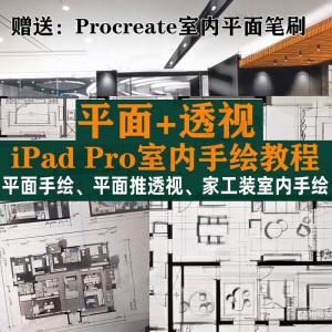 iPad Pro 手绘教程室内设计 procreate教学平面教程 零基础视频笔刷-闲鱼虚拟仓