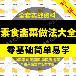 素食菜谱做法技术教程 斋菜文化大全 家庭营养健康美食 制作教学-闲鱼虚拟仓