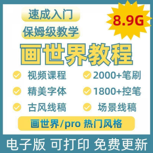 画世界教程 pro板画零基础入门笔刷素材线稿手绘插画控笔训练-闲鱼虚拟仓