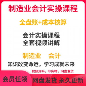 工厂制造业企业会计实操课程 视频 全盘账 成本核算 纳税申报 成本教程-闲鱼虚拟仓