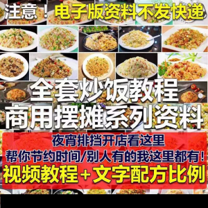 花式炒饭视频教程 泡菜蛋炒饭 海鲜盖饭  青椒牛肉饭 咖喱海鲜炒饭-闲鱼虚拟仓