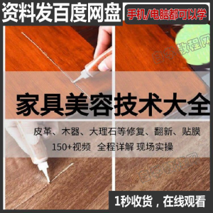家具维修 补漆 修复 翻新 美容 视频教程 培训自学习方法技术-闲鱼虚拟仓