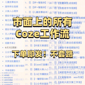 扣子coze工作流 150+套成品模板 直接导入AI智能体搭建从入门到精通-闲鱼虚拟仓