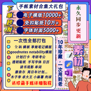 电子手帐 goodnotes模板 notability ipad笔记模板 贴纸 素材账 电子版-闲鱼虚拟仓