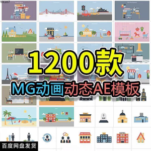 MG动画AE模板 源文件脚本卡通动态视频制作扁平化场景动画包素材-闲鱼虚拟仓