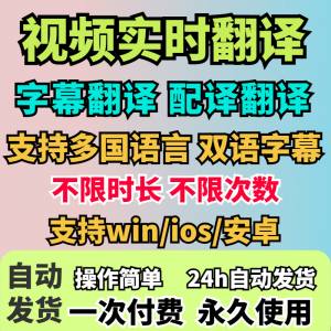 视频实时翻译软件 自动添加字幕 同声传译 看剧网课 翻译工具 字幕生成-闲鱼虚拟仓