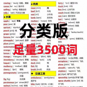7天背完3500词初中单词 中英文分类 可以快速记忆 英语学霸 词根 词缀-闲鱼虚拟仓