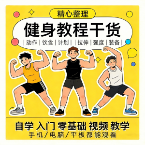健身运动课程 自学运动私教增肌减脂徒手器械锻炼训练视频教程素材-闲鱼虚拟仓