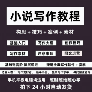 小说写作教程 网文新手创作技巧 自学入门视频课素材大纲软件-闲鱼虚拟仓
