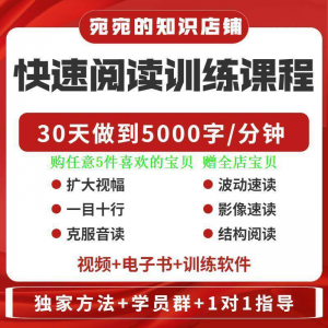 快速阅读训练课程 提升抗视频教程 天训练阅读软件 送遗忘开发 速读 快速力 专注全脑-闲鱼虚拟仓