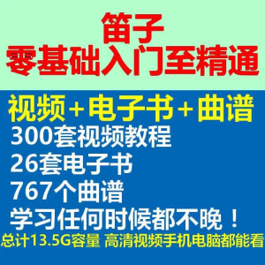 笛子教程 竹笛初学者曲谱入门课程 零基础视频教学自零基础演奏电子版吹笛-闲鱼虚拟仓