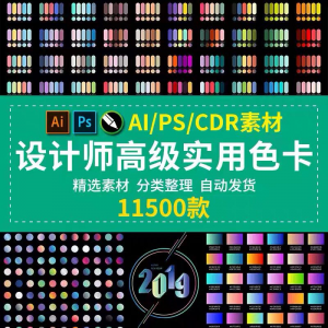 设计师渐变色卡 配色卡 AI色卡 PS色卡 CDR色卡 对比色 电子版色卡素材-闲鱼虚拟仓